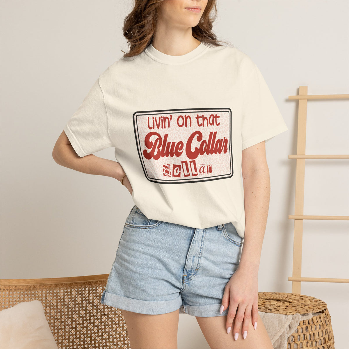 Blue Collar T-Shirt — "Livin' on that Blue Collar Dollar" Retro Workwear Tee