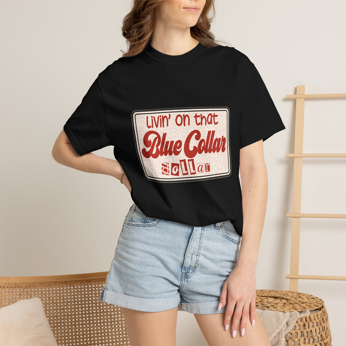 Blue Collar T-Shirt — "Livin' on that Blue Collar Dollar" Retro Workwear Tee
