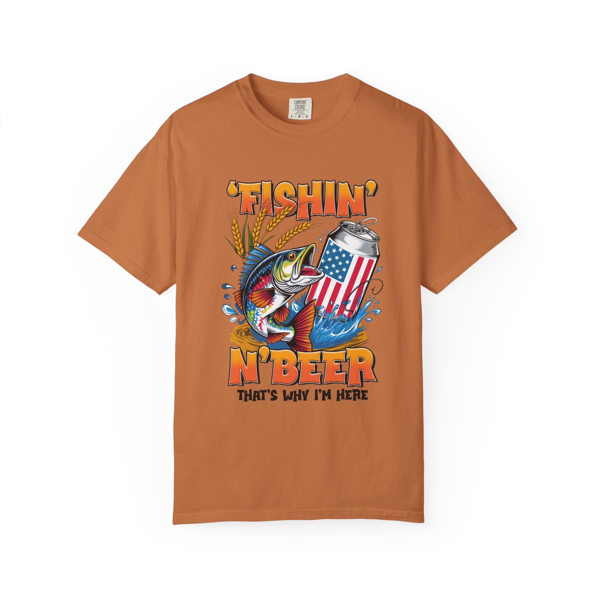 Fishing Beer T-Shirt — "Fishin' N Beer" Patriotic Bass Graphic Tee