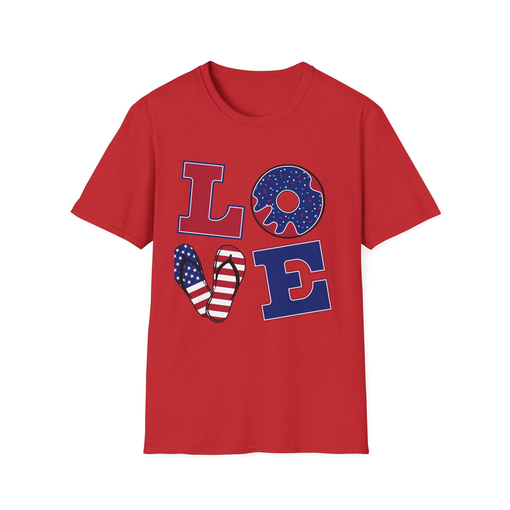 Patriotic 'LOVE' T-Shirt - USA Flag Donut 4th of July Tee