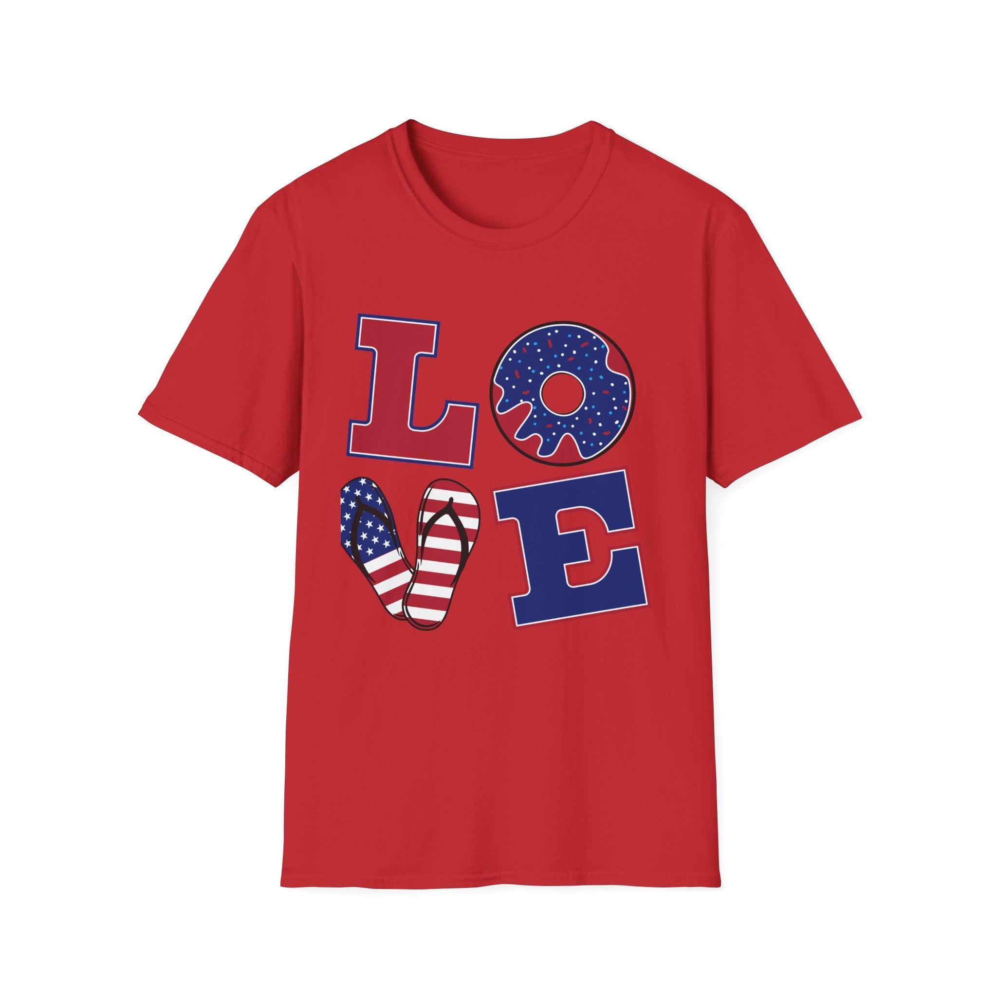 Patriotic 'LOVE' T-Shirt - USA Flag Donut 4th of July Tee