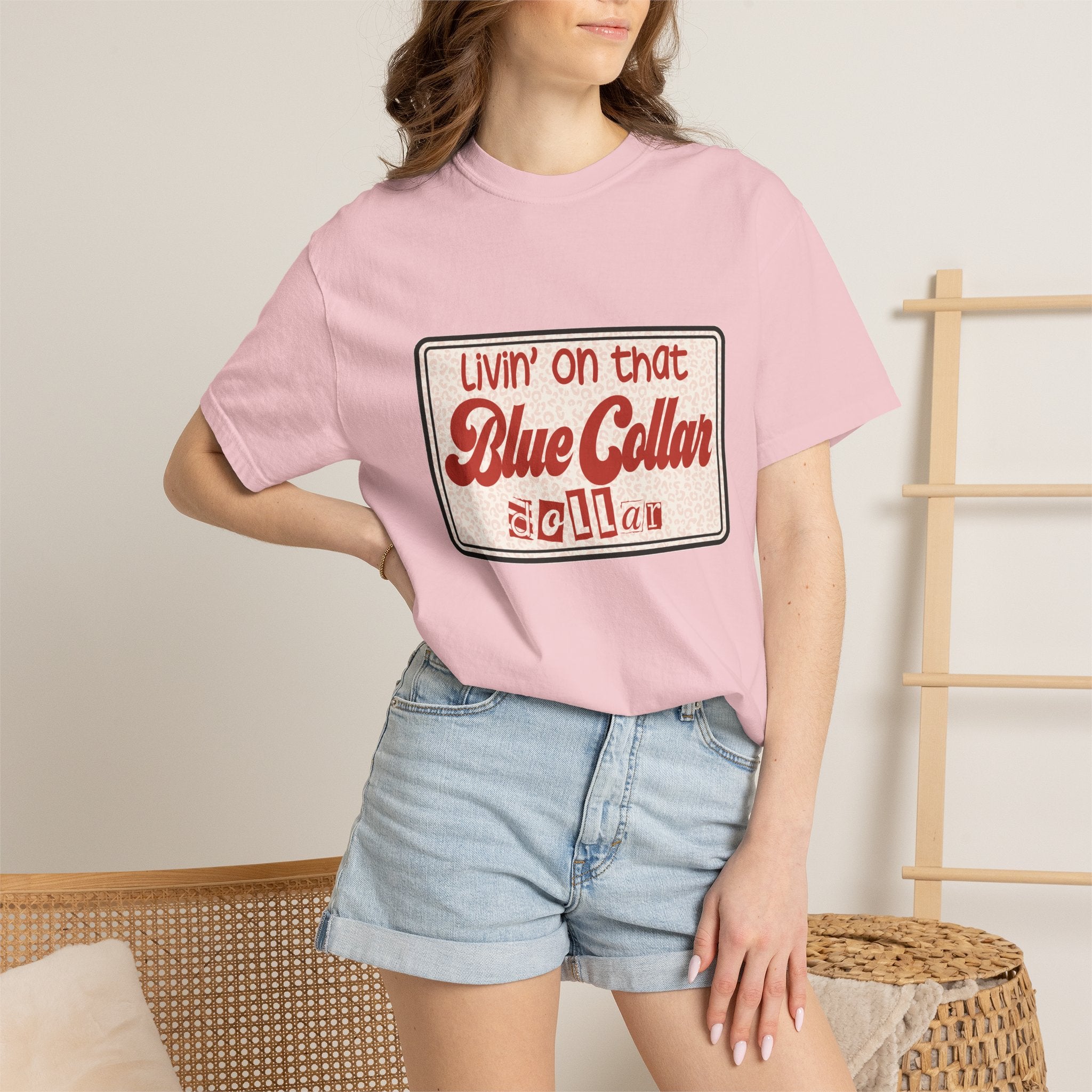 Blue Collar T-Shirt — "Livin' on that Blue Collar Dollar" Retro Workwear Tee