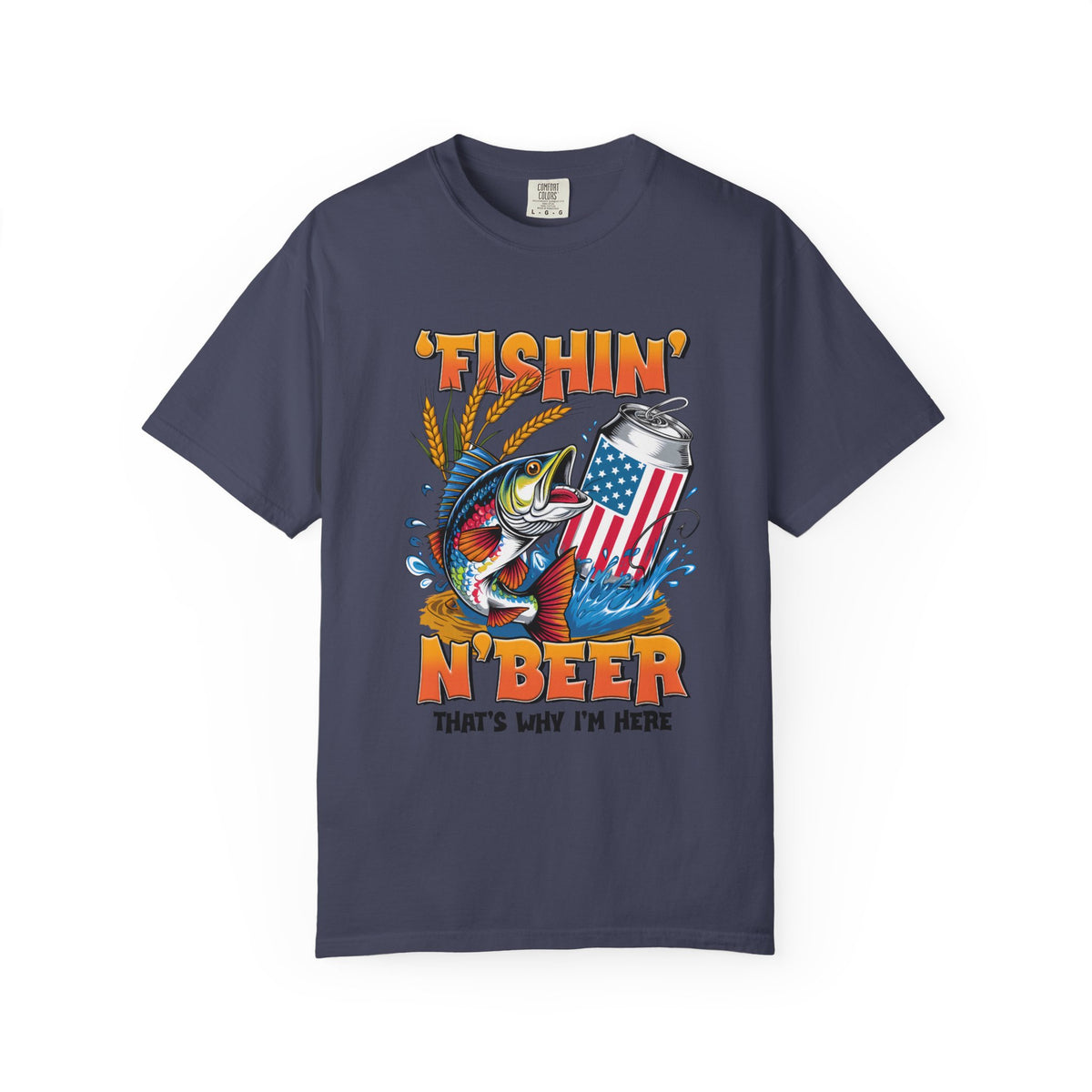 Fishing Beer T-Shirt — "Fishin' N Beer" Patriotic Bass Graphic Tee