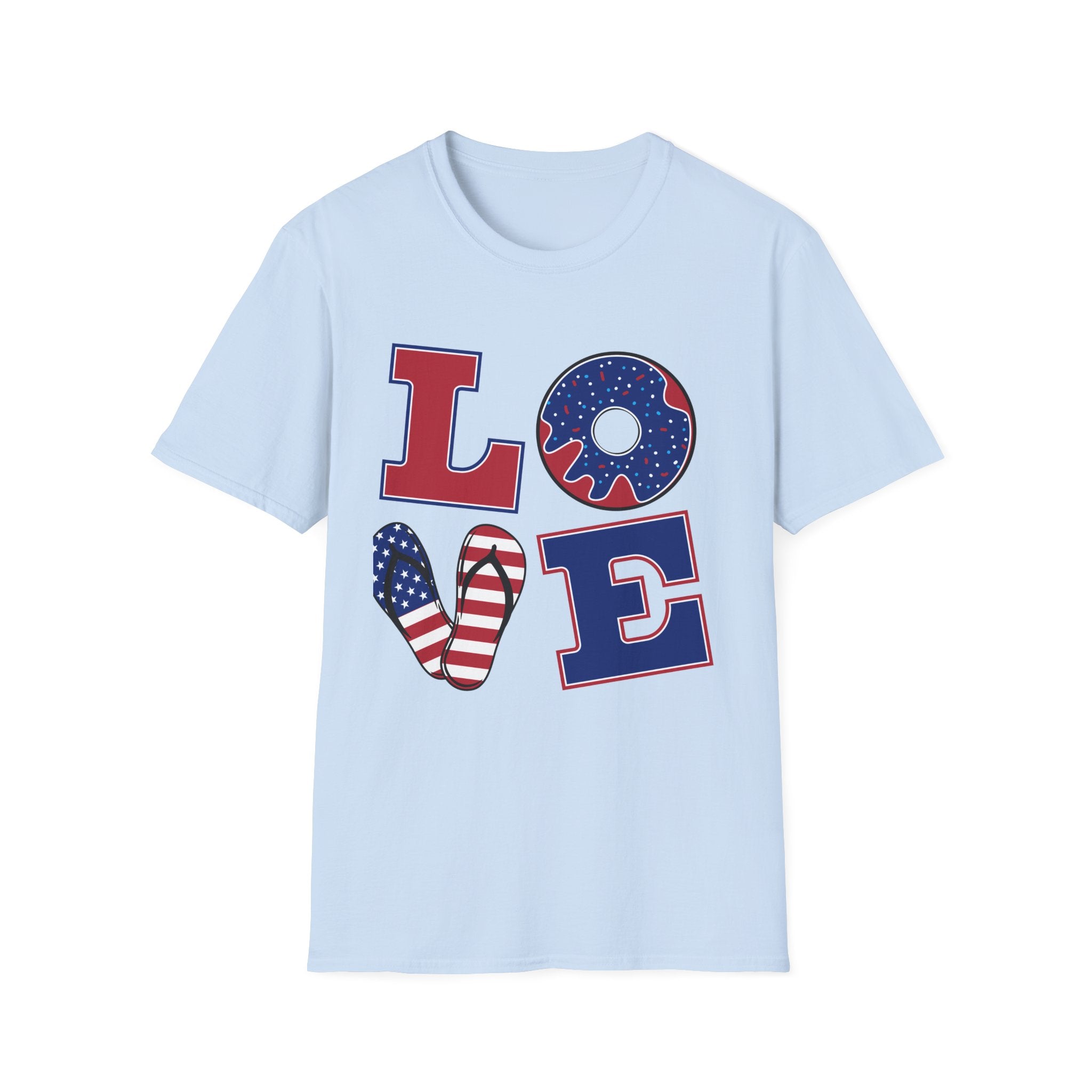 Patriotic 'LOVE' T-Shirt - USA Flag Donut 4th of July Tee