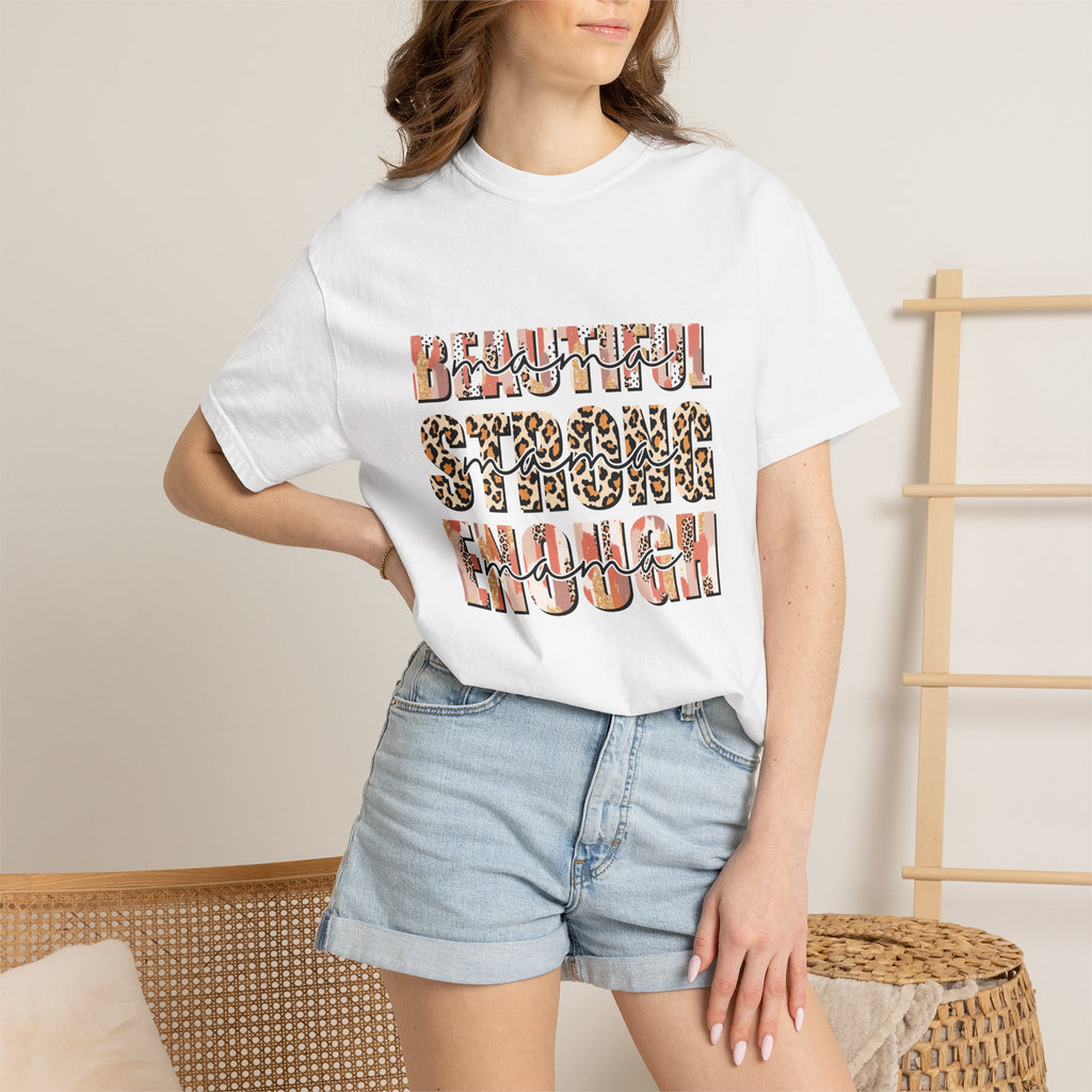 Beautiful Strong Enough T-Shirt — Leopard & Floral Empowerment Tee