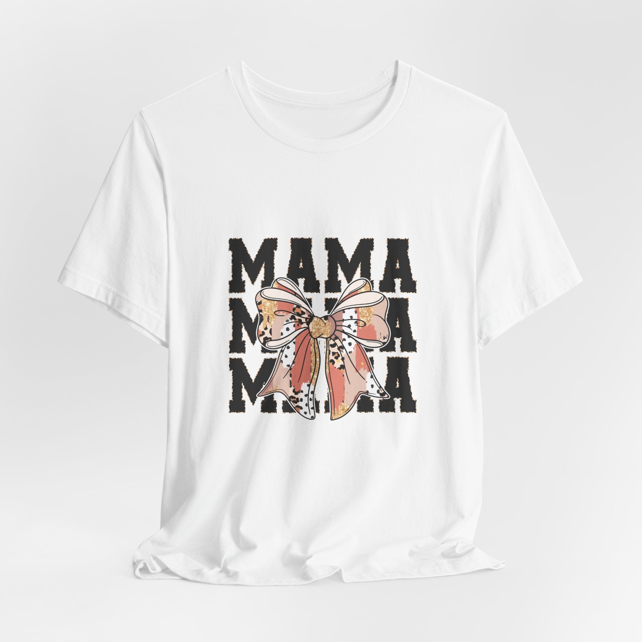 Mama Leopard Bow Tee — Cute Floral Mom Shirt for Mother's Day