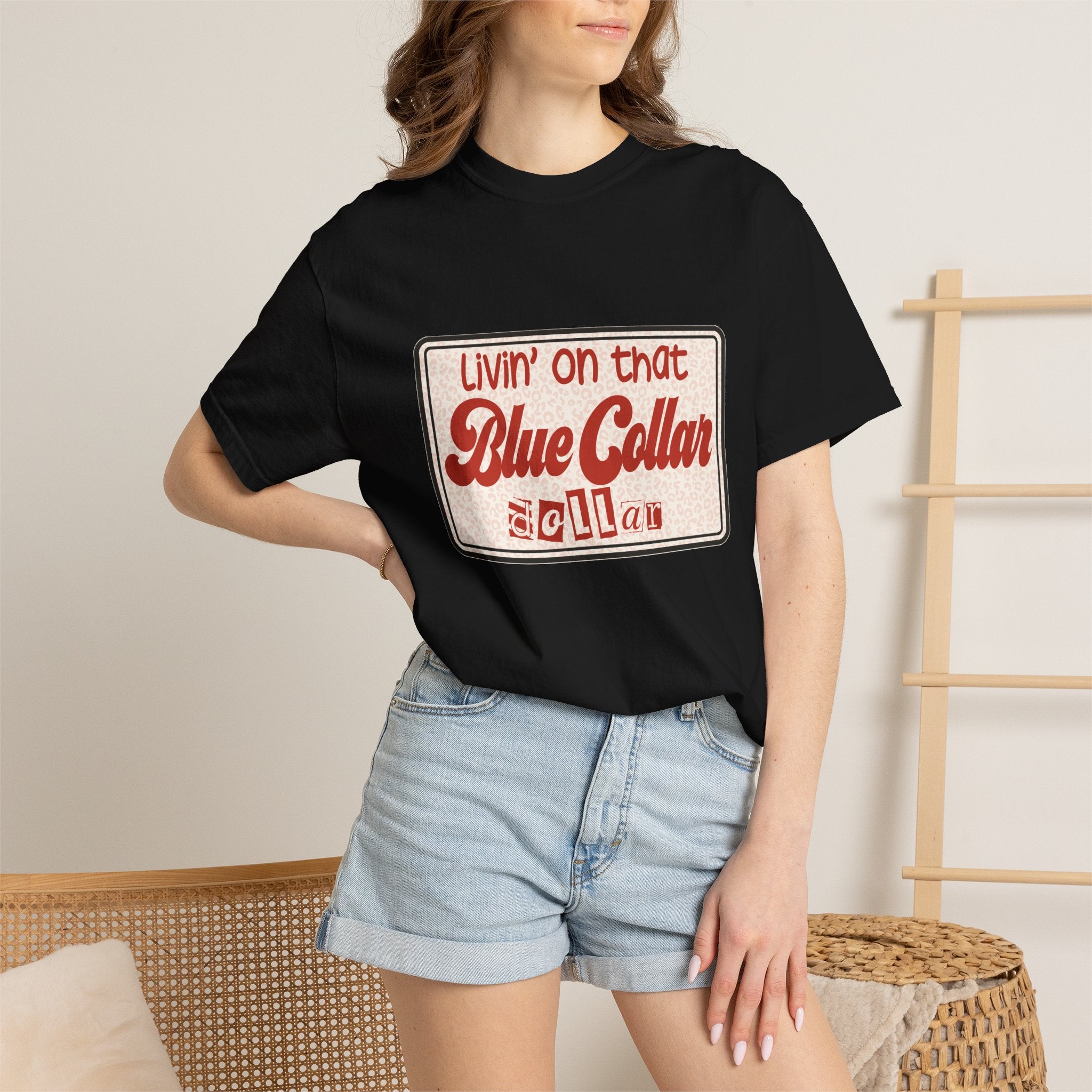 Blue Collar T-Shirt — "Livin' on that Blue Collar Dollar" Retro Workwear Tee