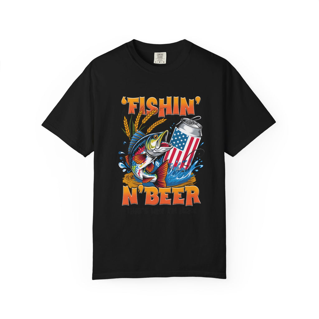 Fishing Beer T-Shirt — "Fishin' N Beer" Patriotic Bass Graphic Tee