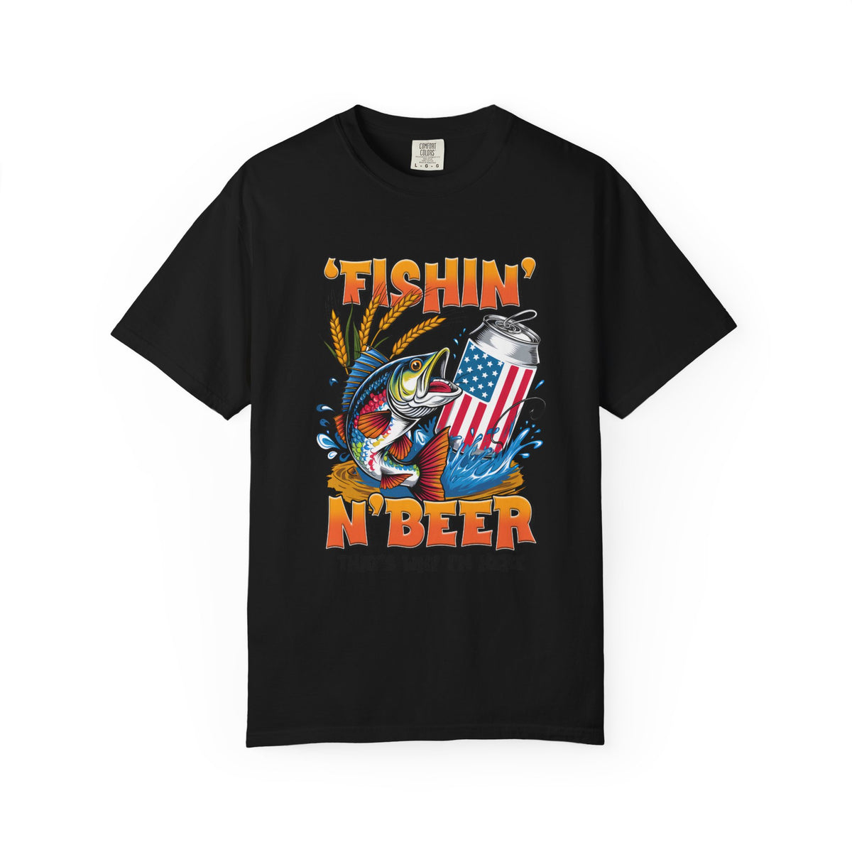 Fishing Beer T-Shirt — "Fishin' N Beer" Patriotic Bass Graphic Tee