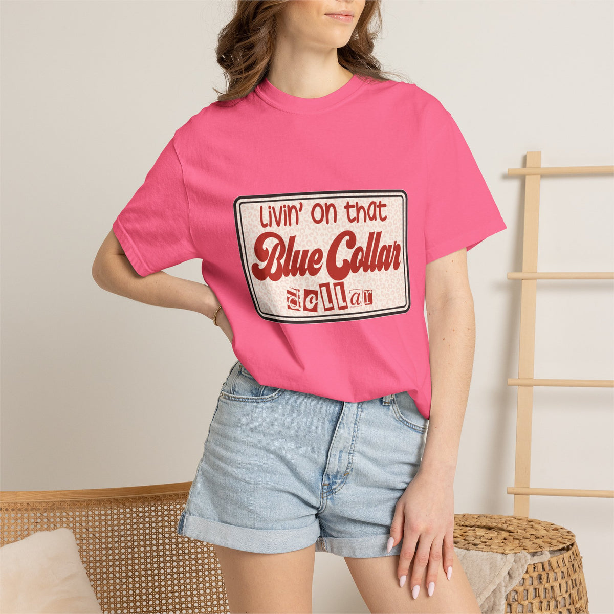 Blue Collar T-Shirt — "Livin' on that Blue Collar Dollar" Retro Workwear Tee