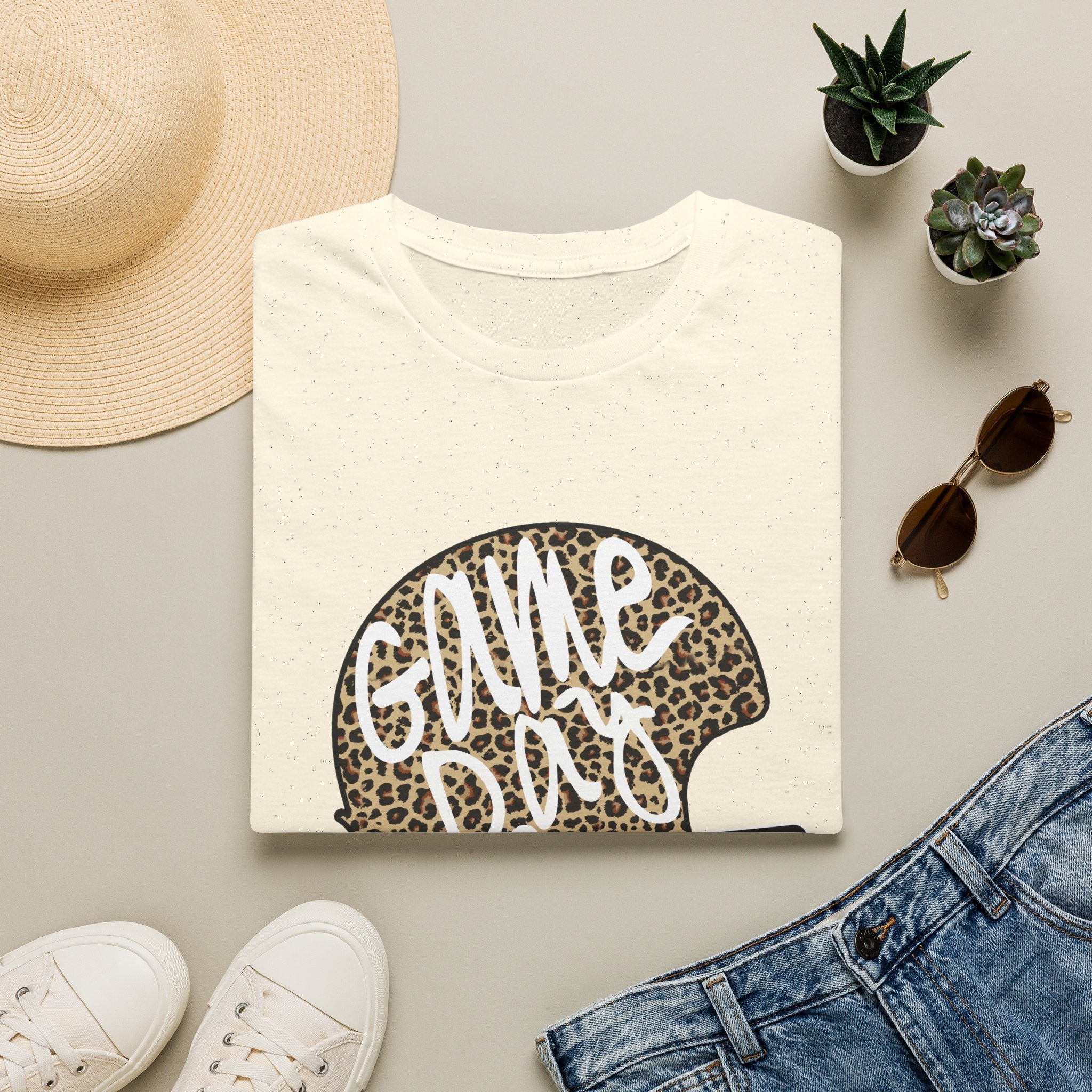 Game Day Leopard Football Helmet T-Shirt