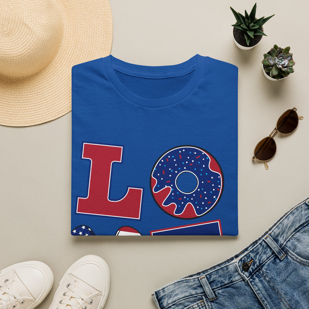 Patriotic 'LOVE' T-Shirt - USA Flag Donut 4th of July Tee