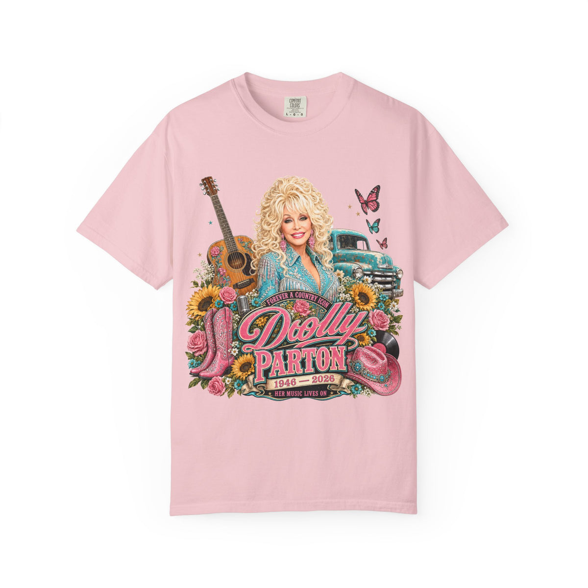 Dolly Parton Tribute Tee — Worn-In Floral Country Graphic