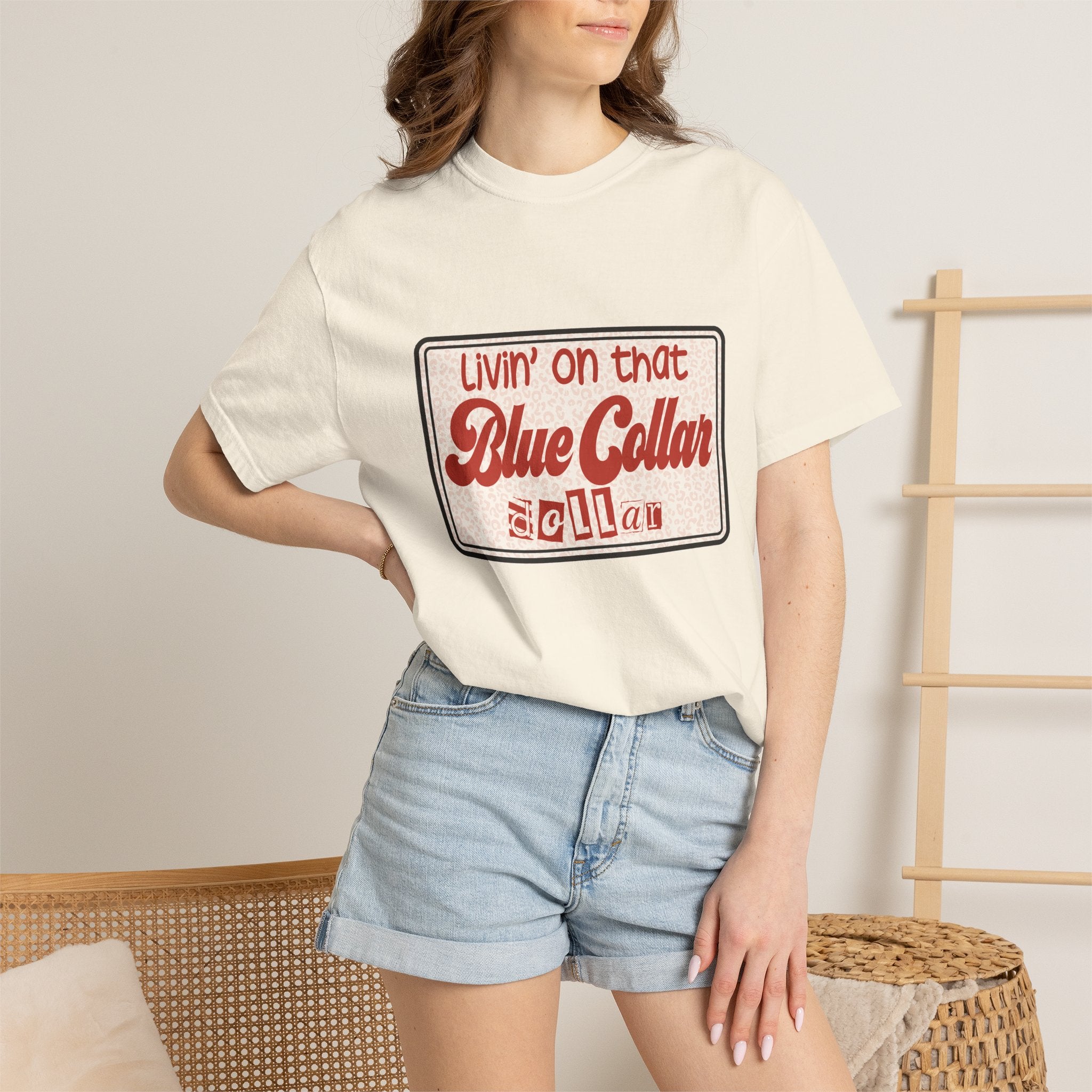 Blue Collar T-Shirt — "Livin' on that Blue Collar Dollar" Retro Workwear Tee