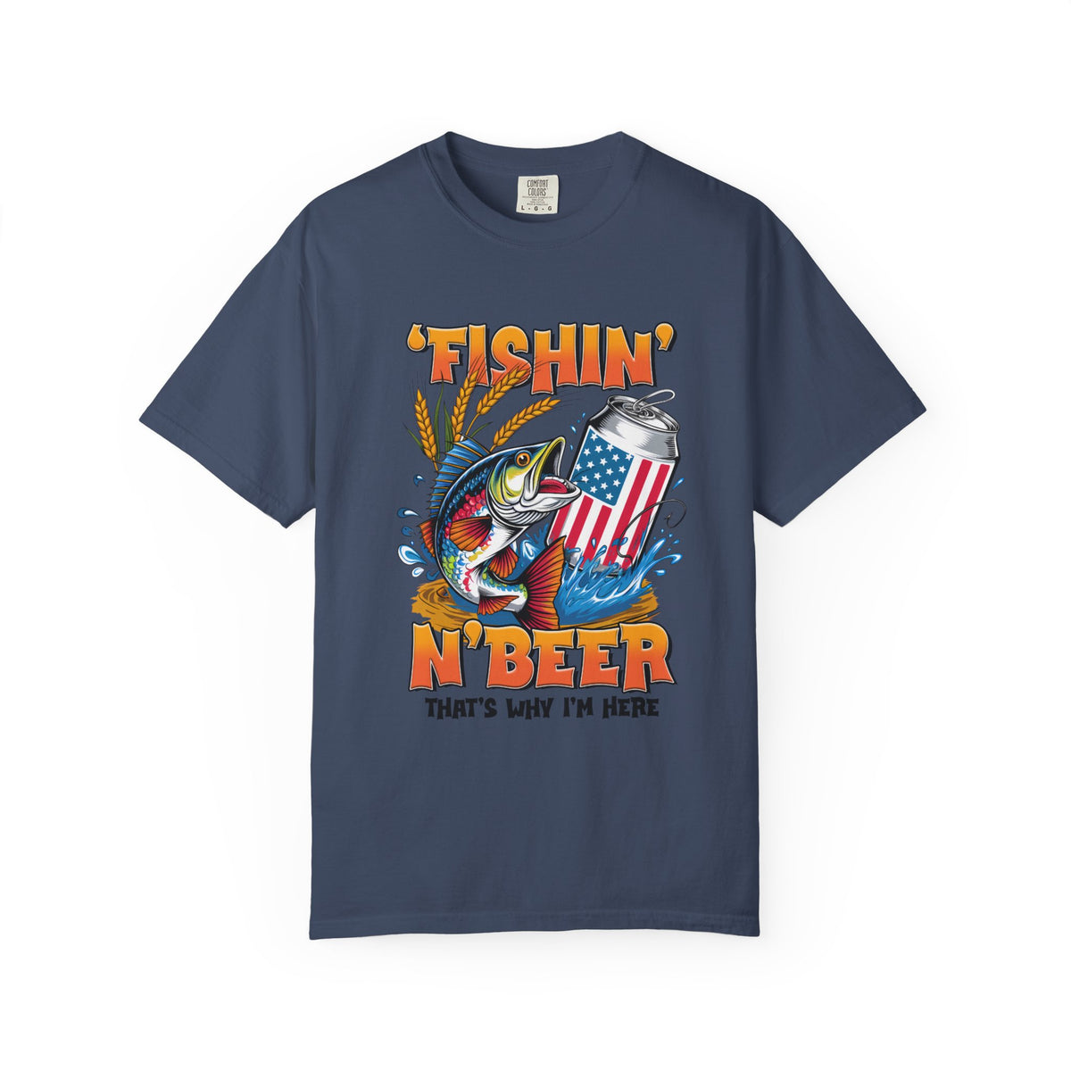 Fishing Beer T-Shirt — "Fishin' N Beer" Patriotic Bass Graphic Tee