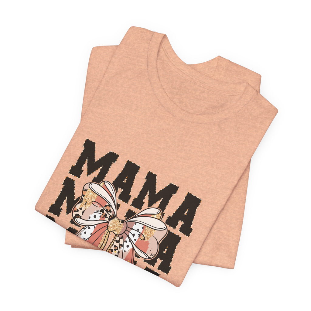 Mama Leopard Bow Tee — Cute Floral Mom Shirt for Mother's Day