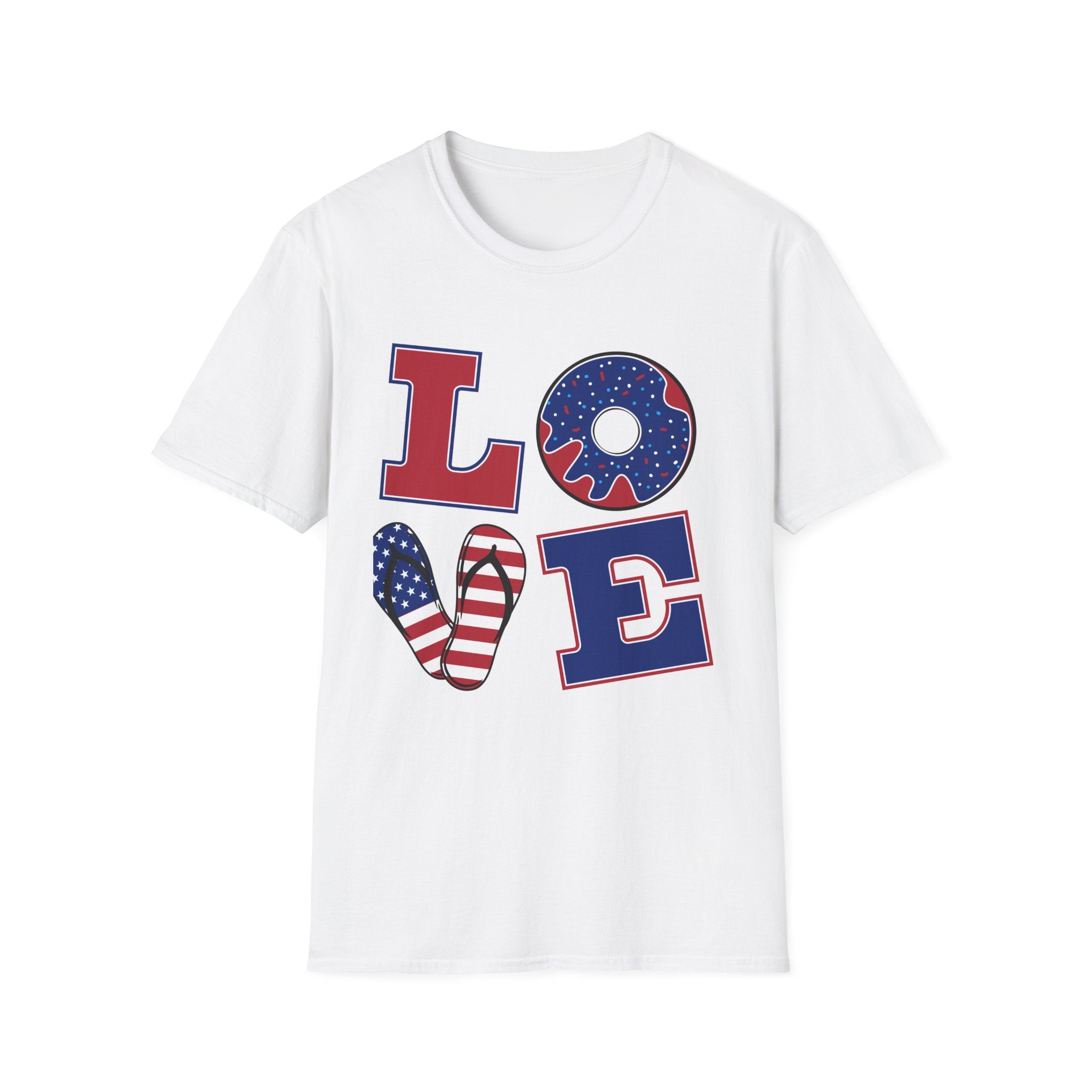 Patriotic 'LOVE' T-Shirt - USA Flag Donut 4th of July Tee