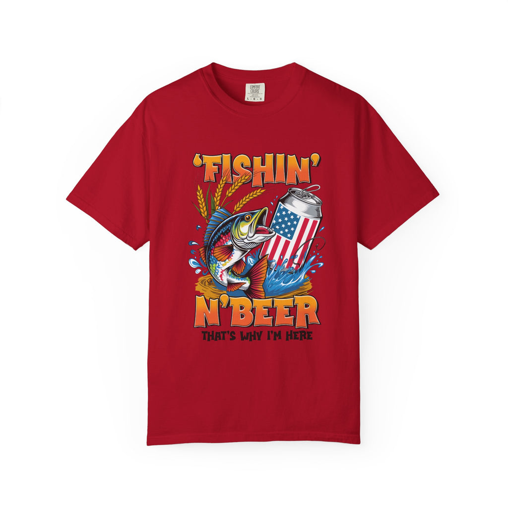Fishing Beer T-Shirt — "Fishin' N Beer" Patriotic Bass Graphic Tee