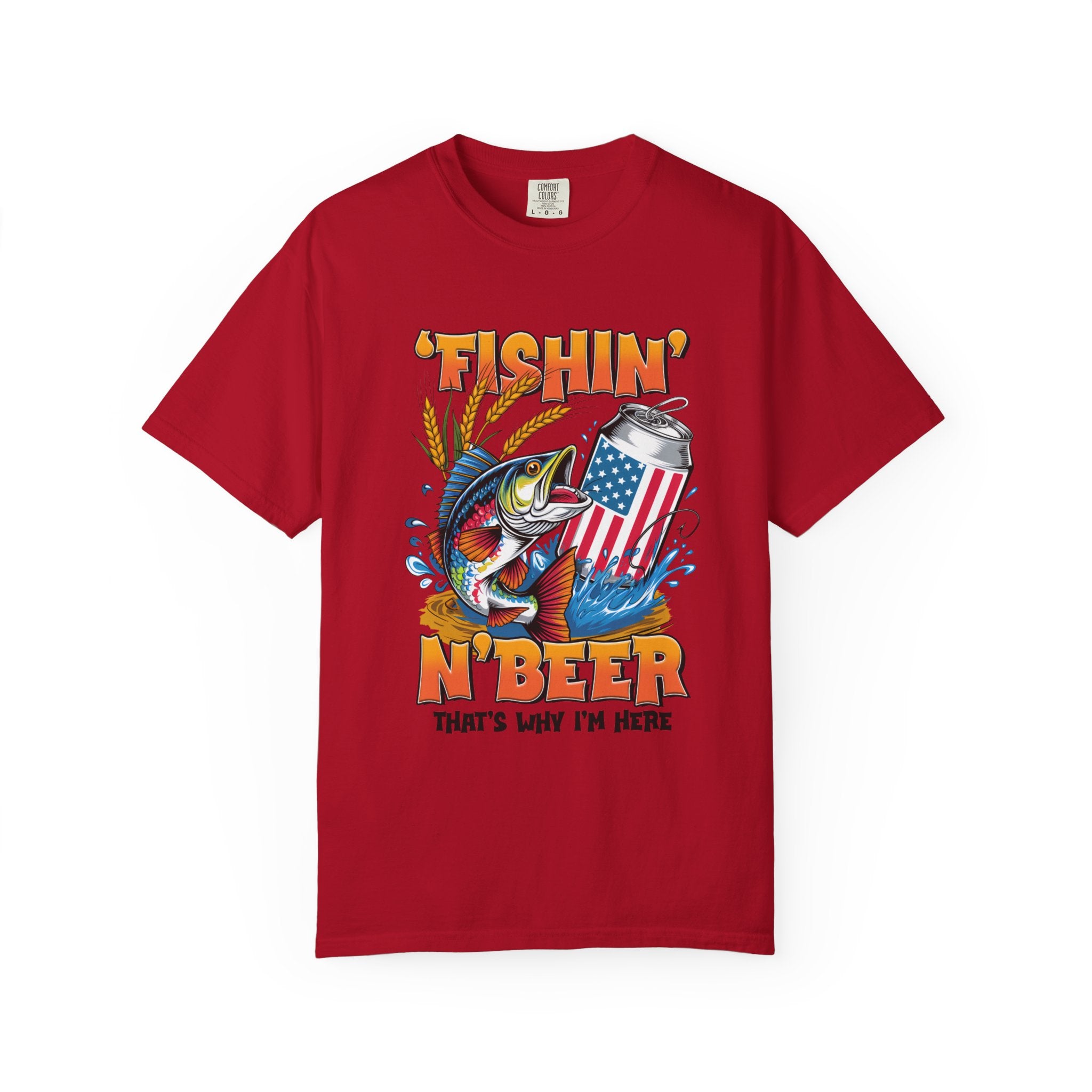 Fishing Beer T-Shirt — "Fishin' N Beer" Patriotic Bass Graphic Tee