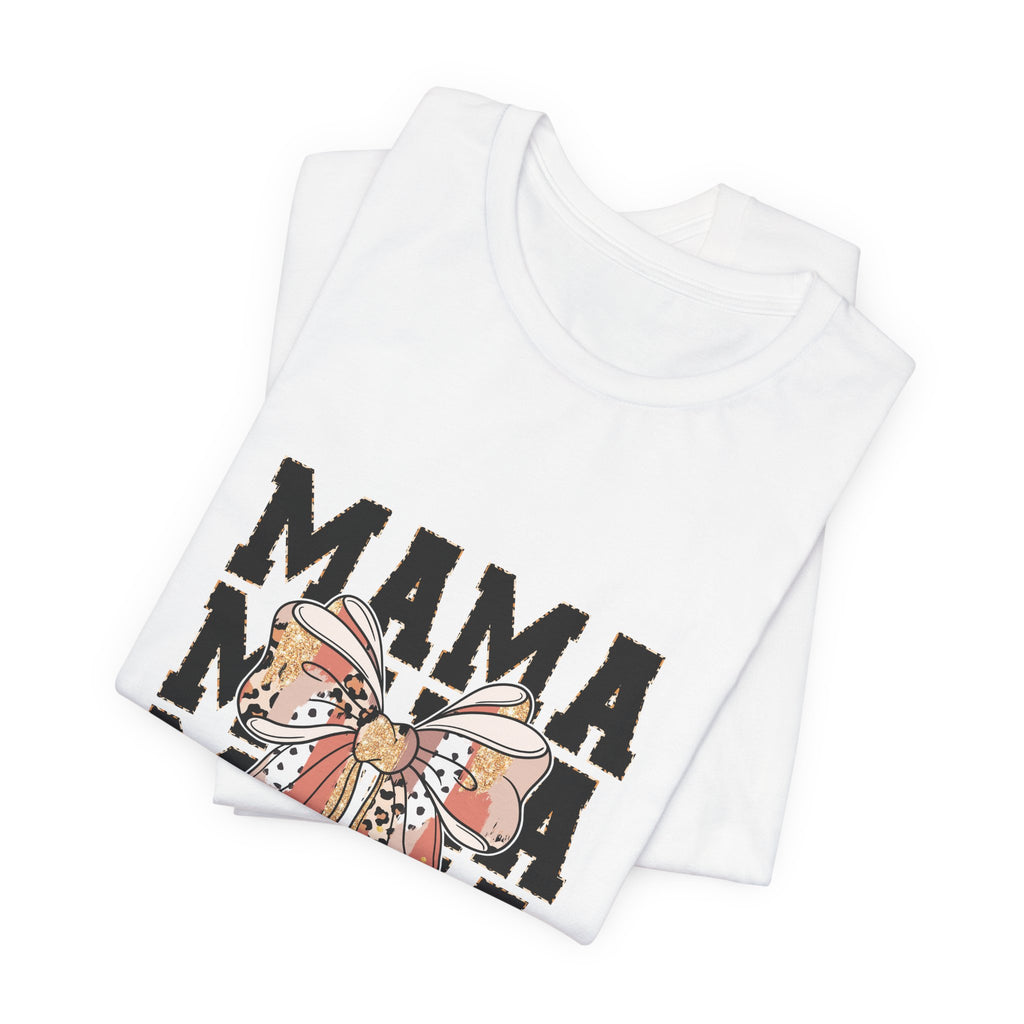Mama Leopard Bow Tee — Cute Floral Mom Shirt for Mother's Day