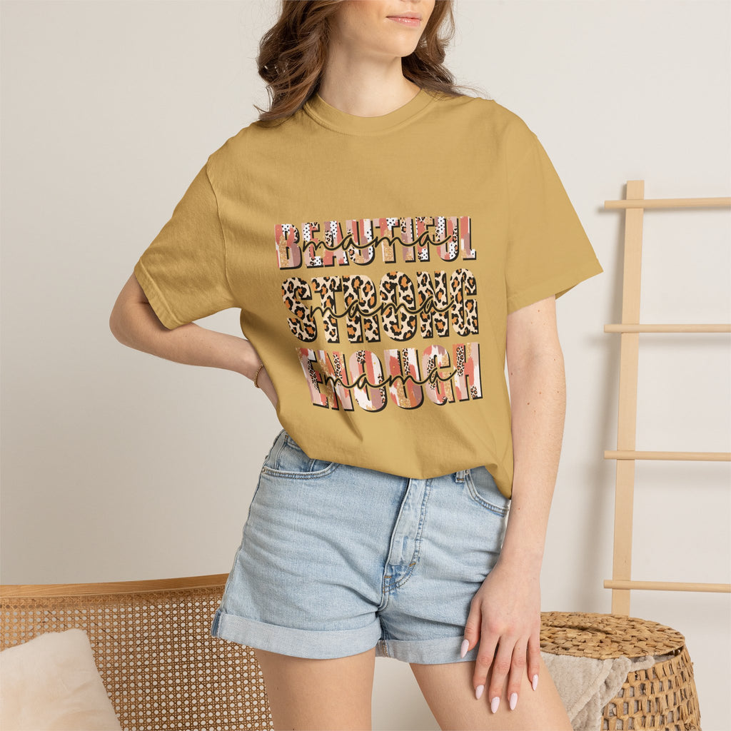 Beautiful Strong Enough T-Shirt — Leopard & Floral Empowerment Tee