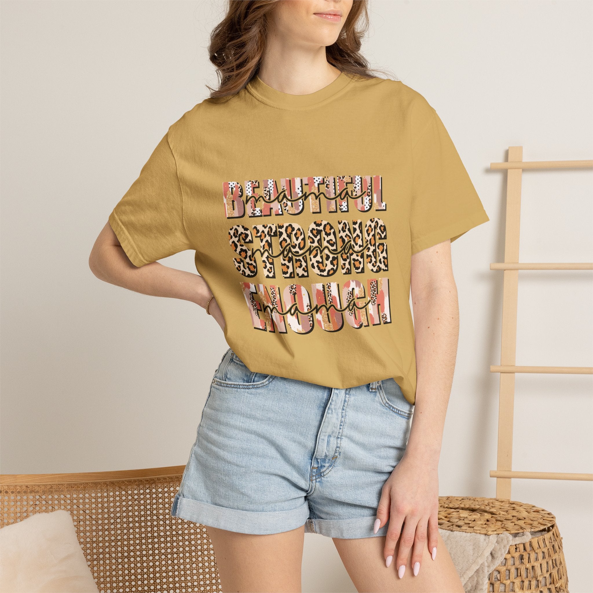 Beautiful Strong Enough T-Shirt — Leopard & Floral Empowerment Tee
