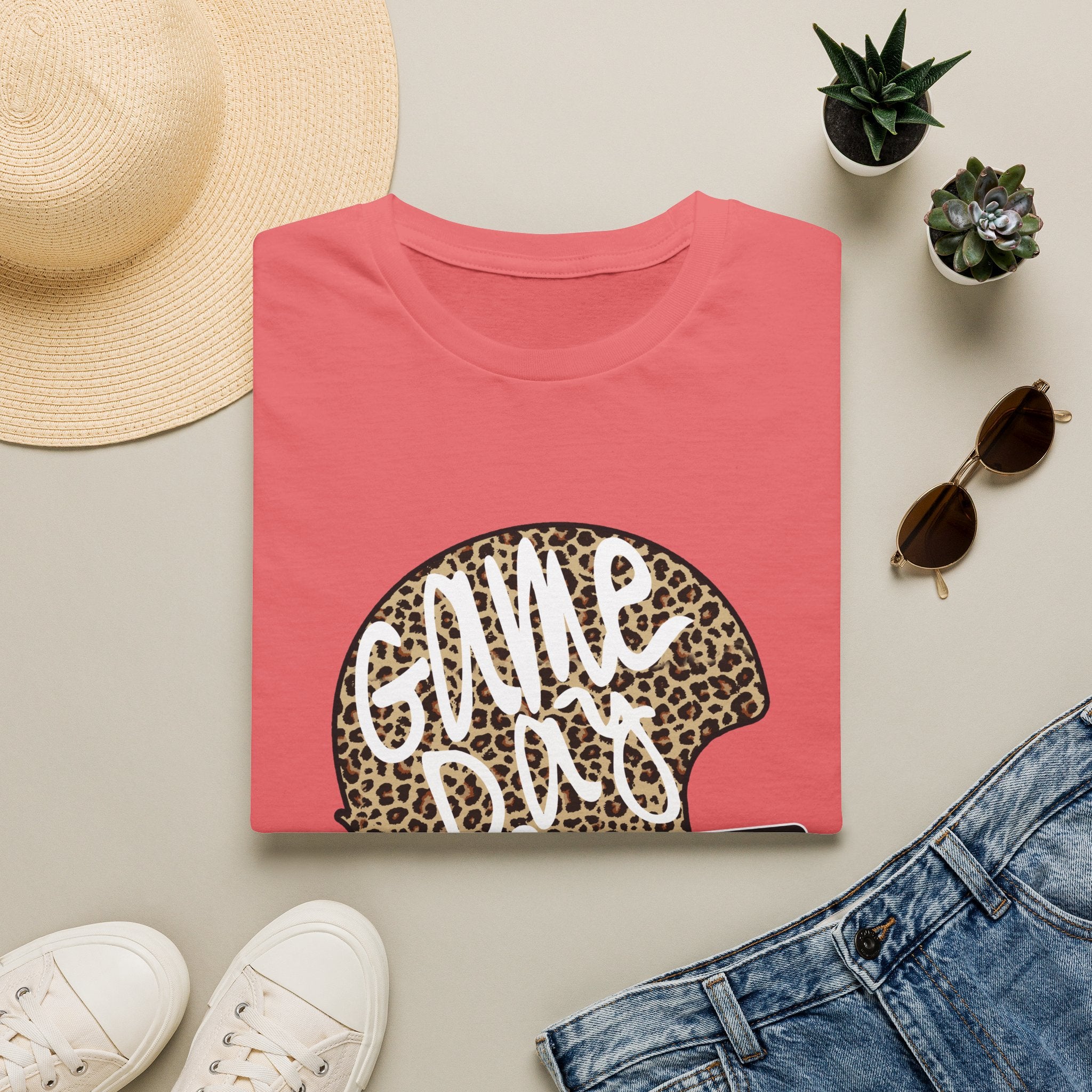 Game Day Leopard Football Helmet T-Shirt
